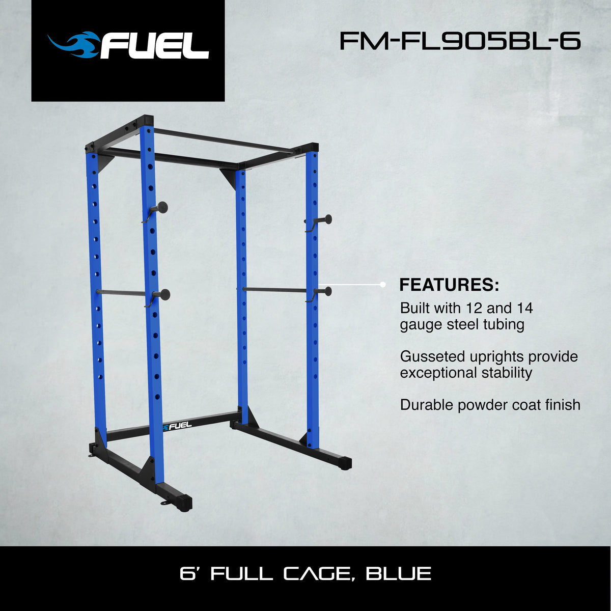 6-Foot Adjustable Full Cage Power Rack, Blue