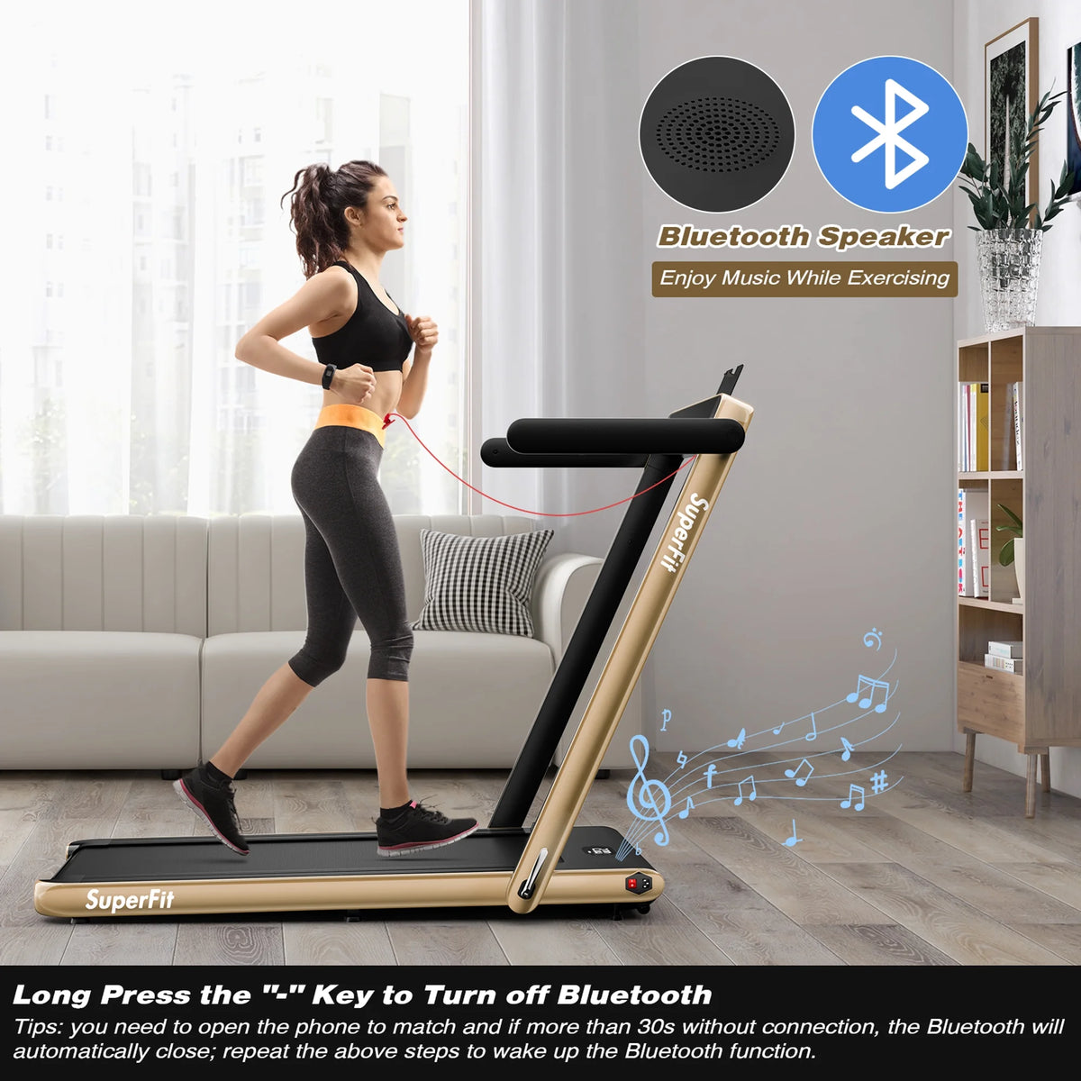Motorized Treadmill Folding under Desk Electric Treadmill W/ APP Yellow