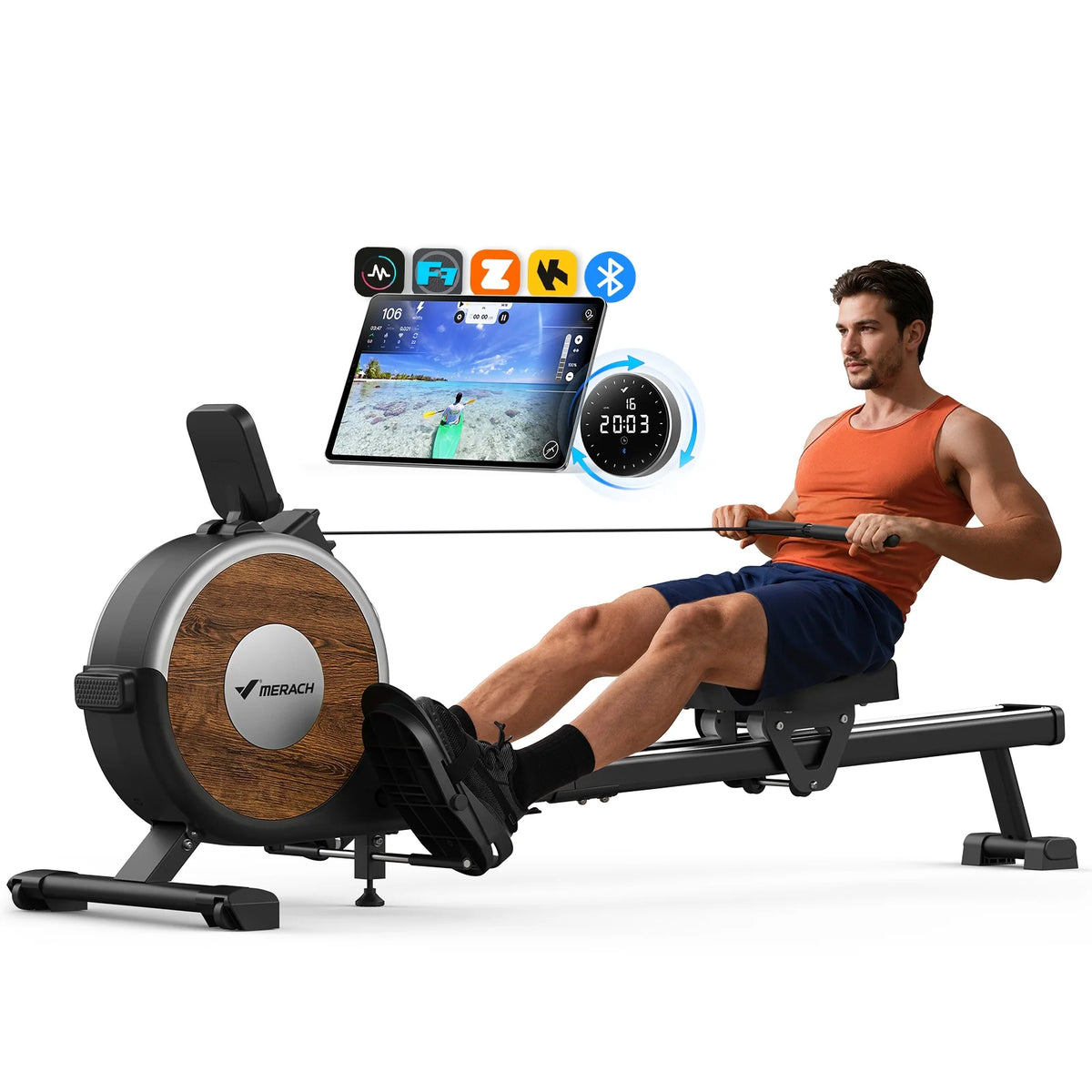 Rowing Machine, 16 Levels of Quiet Magnetic Smart Auto Resistance, 350 Lbs Weight Capacity Rower Machine for Home Workout Use