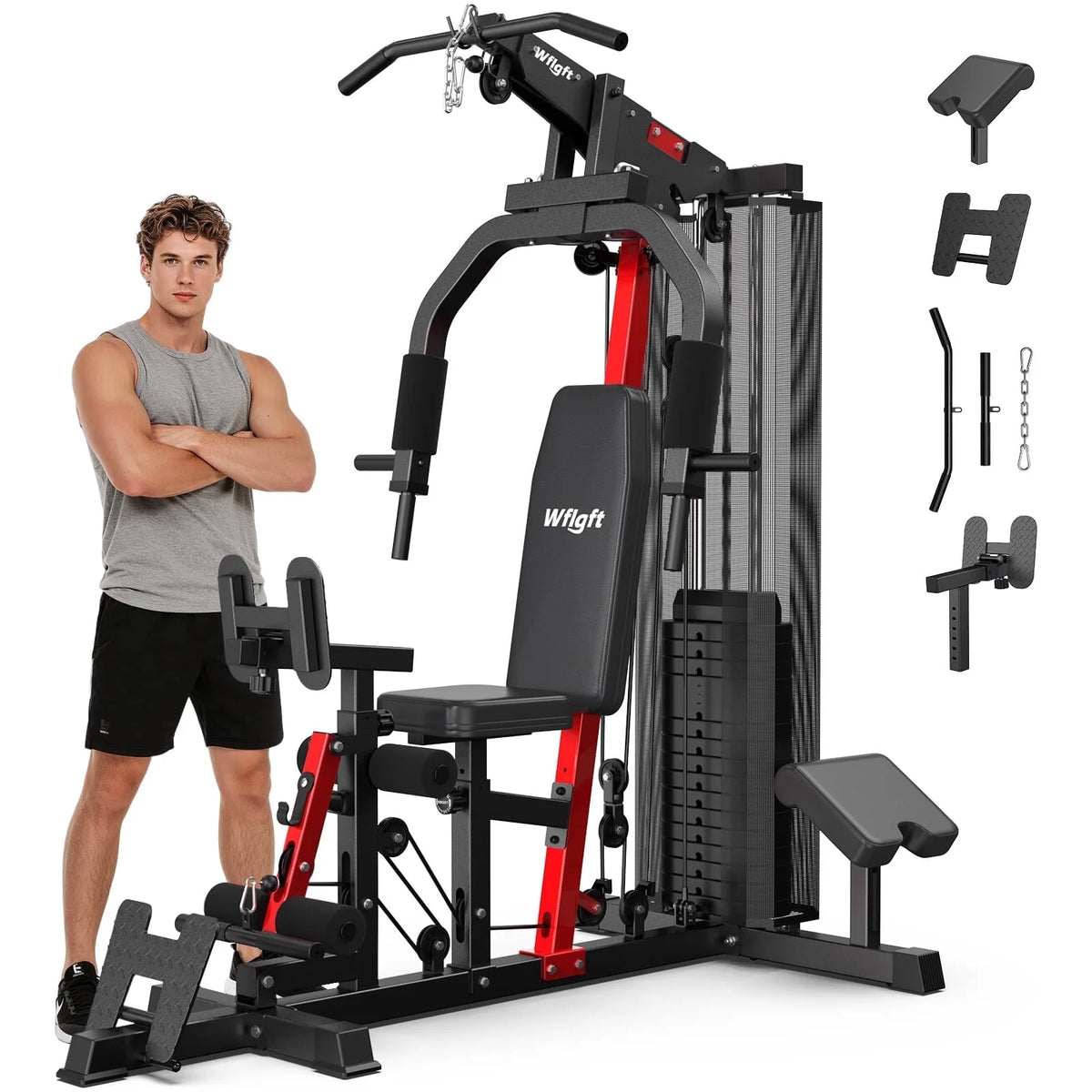 Home Gym, Workout Station with 148LBS Weight Stack, Multifunctional Home Gym Equipment, Exercise Equipment for Full Body Strength Training