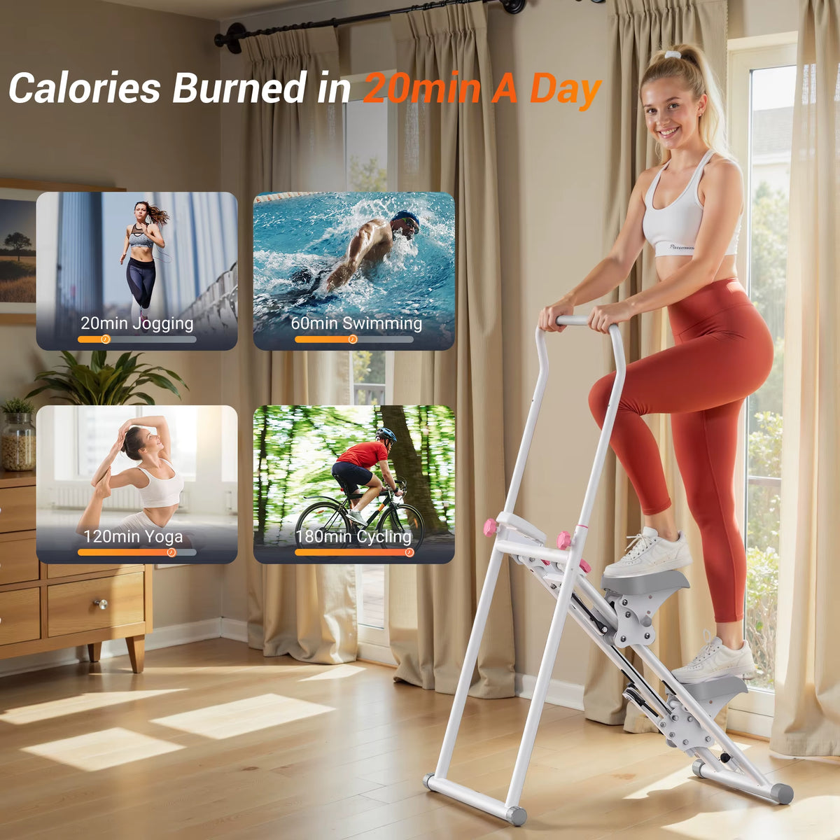 Stair Stepper for Home Gym Exercise New Version Vertical Climber Machine Full-Body Workout Compact Folding Cardio Stepper